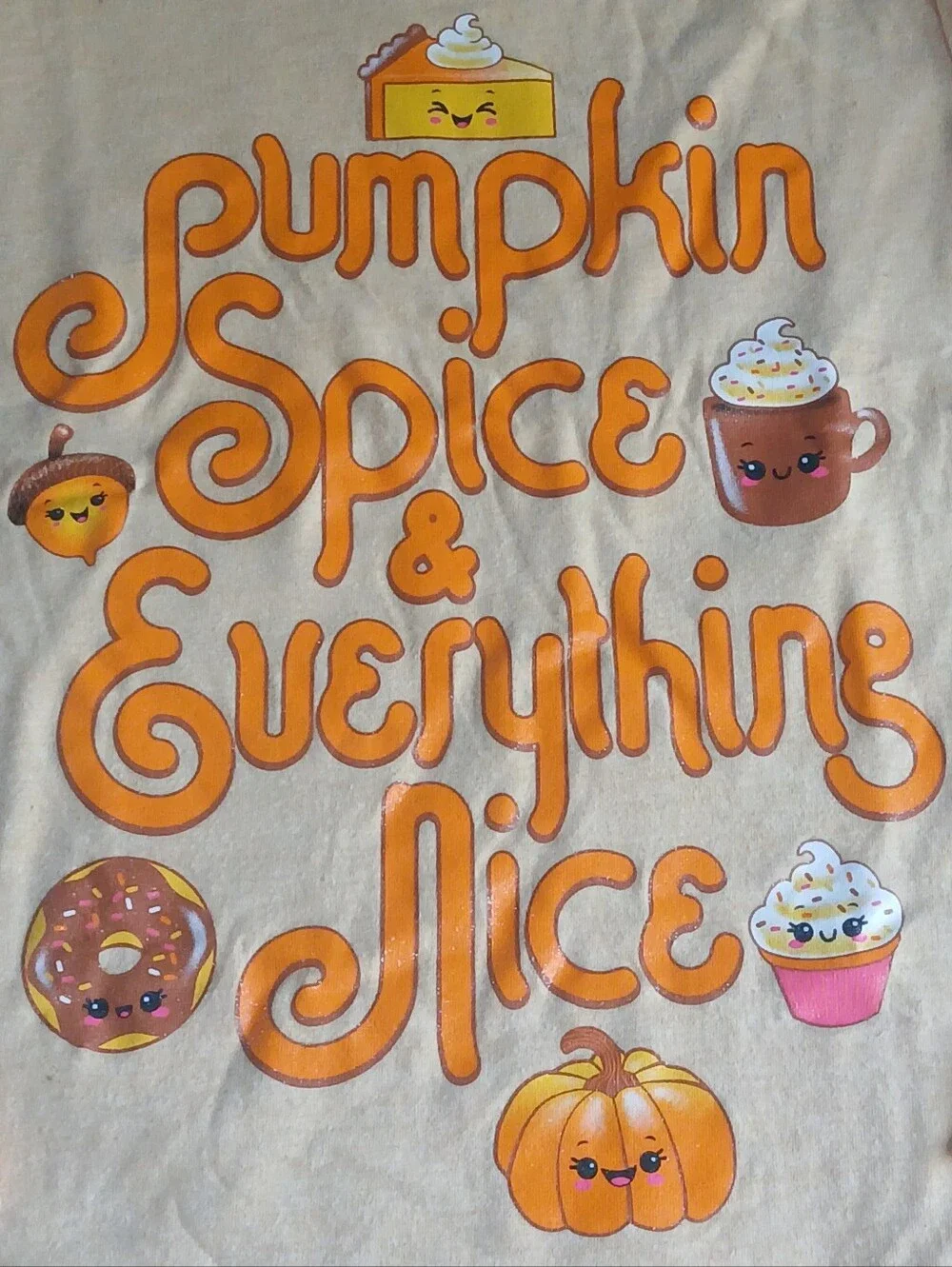 Place Cream Long Sleeve Top with Orange Pumpkin Spice Graphic 7/8